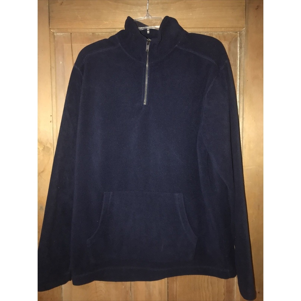 Gap Fleece Jacket Mens L Sherpa Quarter Zip Long Sleeve Pockets Navy Blue